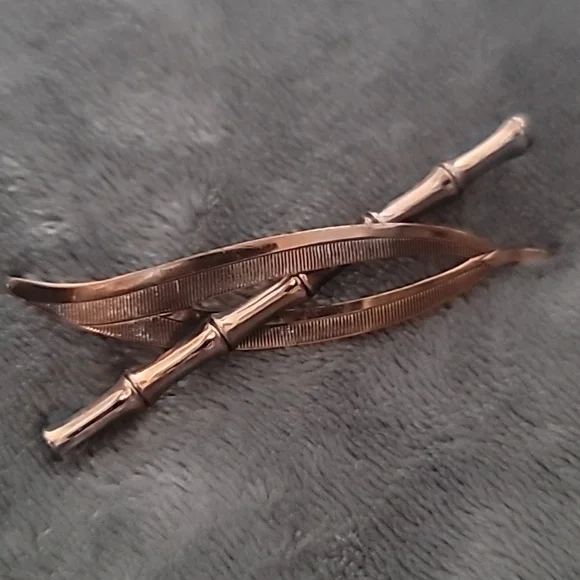 Vintage Renoir Matisse CopperEnamel Brooch, MCM BambooAsian Style Pin - Picture 1 of 3